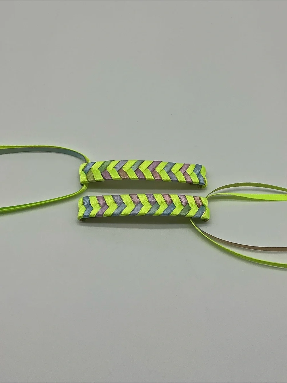 Neon Yellow and Pastel Rainbow 80s Barrettes & 12 Jelly Bracelets